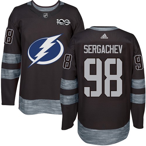 Adidas Lightning #98 Mikhail Sergachev Black 1917-100th Anniversary Stitched NHL Jersey